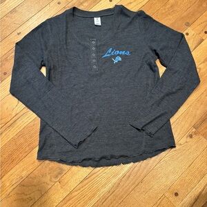 Detroit Lions Waffle Knit Henley Long Sleeve Top Women’s Large NFL Team Apparel